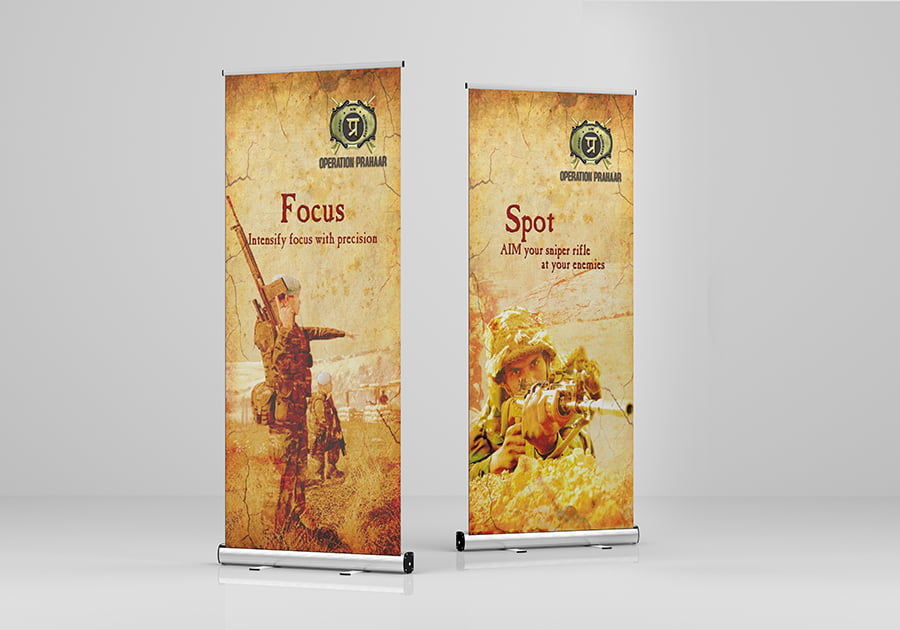 Roll Up Banner Stand Mockup. Template PSD.